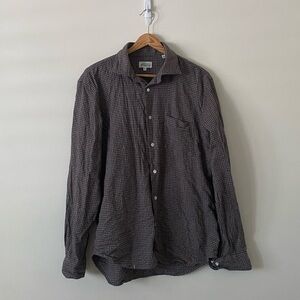 Hartford Men's Dark Brown Gray Gingham Flannel Shirt
